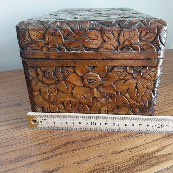 Hand-Carved Floral Wood Nesting Boxes - Brown - Picture 11 of 16